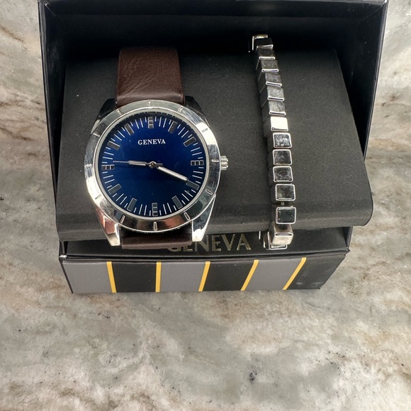 Geneva Other - Geneva Blue and Silver Watch & Bracelet Set